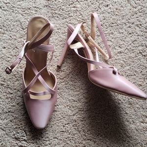 Womens pink strappy pump heel sz 10 9.5